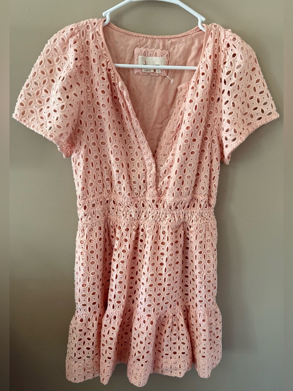 anthropologie somerset mini eyelet dress pink size medium nwot - Picture 4 of 7